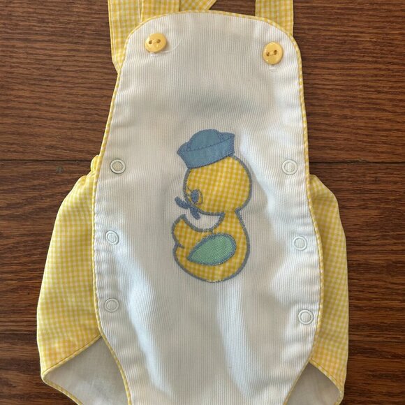 Vintage Rare 80s HealthTex Gingham Bubble Romper Embroidered Duck Size 9 Months - Picture 12 of 13